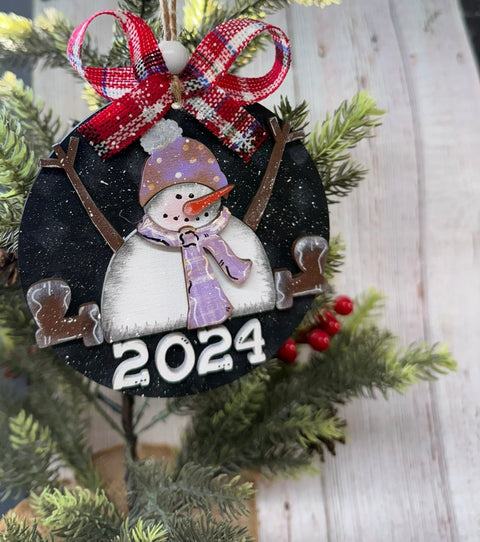 Sitting Snowman Ornament Christmas Ornament