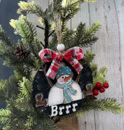 Sitting Snowman Ornament Christmas Ornament