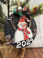 Sitting Snowman Ornament Christmas Ornament