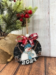 Sitting Snowman Ornament Christmas Ornament