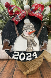 Setting Snowman Ornament  Grey 2024  