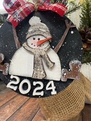 Sitting Snowman Ornament Christmas Ornament