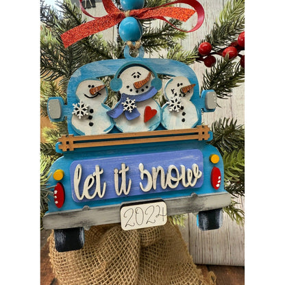 Farmhouse Truck Ornament Christmas Ornament Let It Snow  