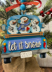 Farmhouse Truck Ornament Christmas Ornament Let It Snow  