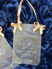 Personalized Acrylic Wedding Reserved Seating Placard, Elegant Satin Color Options For Wedding Decor, Wedding Table Decor wedding supplies