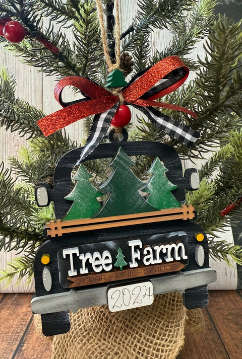 Farmhouse Truck Ornament Christmas Ornament Tree Farm - White  