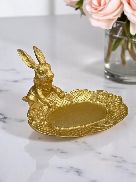 European Retro Rabbit Figurine, Vintage Resin Bunny Art Decor, Collectible Animal Sculpture for Home & Garden table decor Sitting