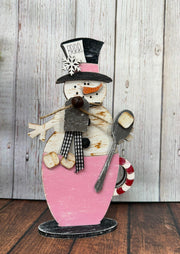 Hot Cocoa Snowman  Pink  