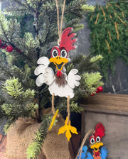 Sassy Chicken Ornament  White  