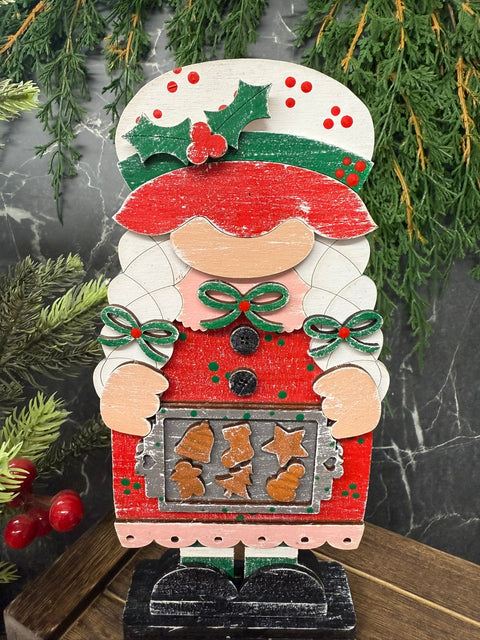 Mrs. Claus Baking Gnome Christmas Shelf Sitter   