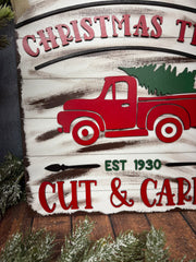 Fresh Cut Christmas Tree Truck Christmas Wall Décor   