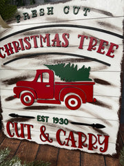 Fresh Cut Christmas Tree Truck Christmas Wall Décor   