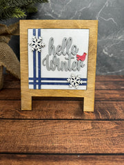 Christmas Leaning Sandwich Board Tiles Sports Interchangeable Hello Winter  