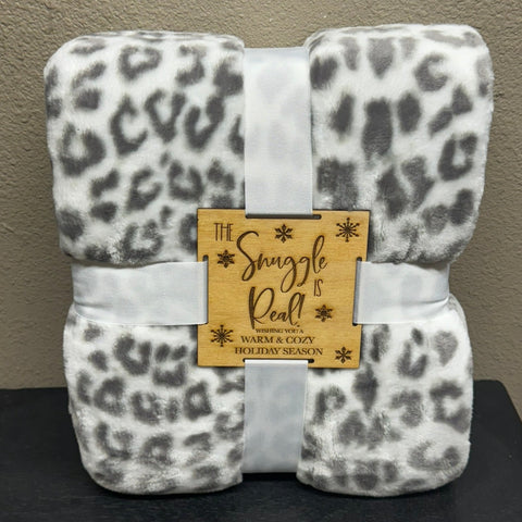 The Snuggle is Real Blanket Christmas Blanket Snow Leopard Throw 50" X 70"  