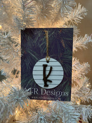 Shiplap Initial Christmas Ornament - Regular Font Christmas Ornament K Dark letter/White backing 