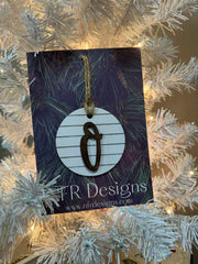 Shiplap Initial Christmas Ornament - Regular Font Christmas Ornament O Dark letter/White backing 