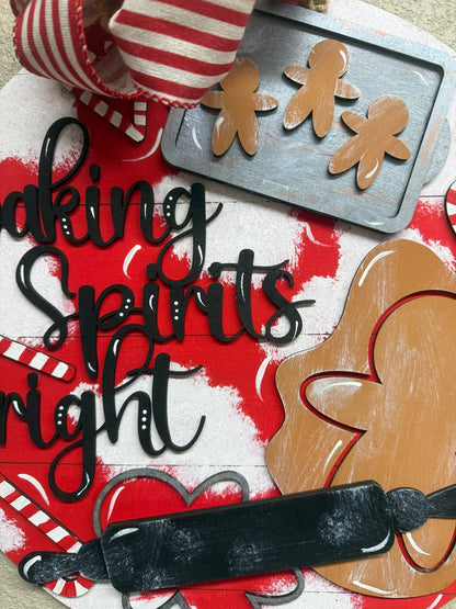 Baking Spirits Bright Christmas Wall Sign Holiday Kitchen Décor