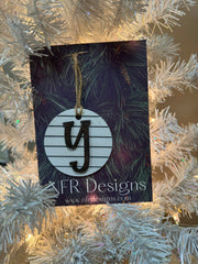 Shiplap Initial Christmas Ornament - Regular Font Christmas Ornament Y Dark letter/White backing 