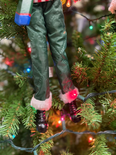 RAZ 16" Skiing Elf - Posable Christmas Decor, Holiday Figurine, Cute Winter Decoration, Festive Elf Decor