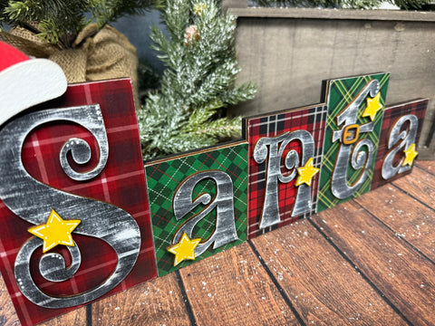 SANTA Blocks Christmas Shelf Sitter