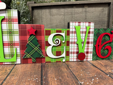 Believe Word Blocks Christmas Shelf Sitter