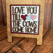 Mini Valentine Leaning Sandwich Board Tiles Interchangeable Add On Cows Come Home  