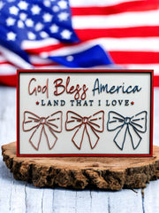 Patriotic Wooden Canvas Frame, Funky Balloon Dogs & Yummy Ice Cream Designs, Perfect Wall Art for Home or Party, Fun Gift for Art Lovers Patriotic Wall Décor God Bless America