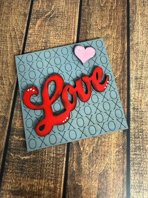 Mini Valentine Leaning Sandwich Board Tiles Interchangeable Add On XOXO Love  