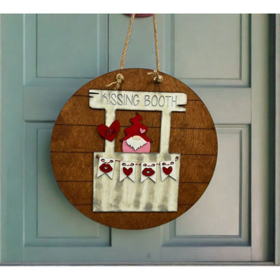 Gnome Kissing Booth Door Hanger Valentine Wall Decor   