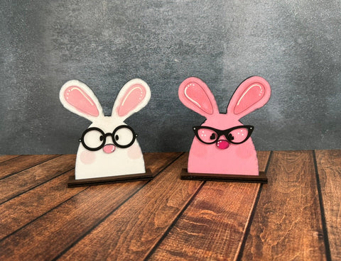 Nerdy Bunny Couple Easter Shelf Sitter   