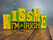 Mini St. Patrick's Day Word Blocks St. Patrick's Day Shelf Sitter Kiss Me  