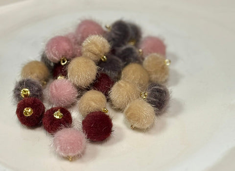 Pom Pom Pendant Charms, Fun Colorful Fluffy Detail, Ideal for Crafting Earrings, Hair Accessories & Keychains & Gift Giving Pom Pom Charm