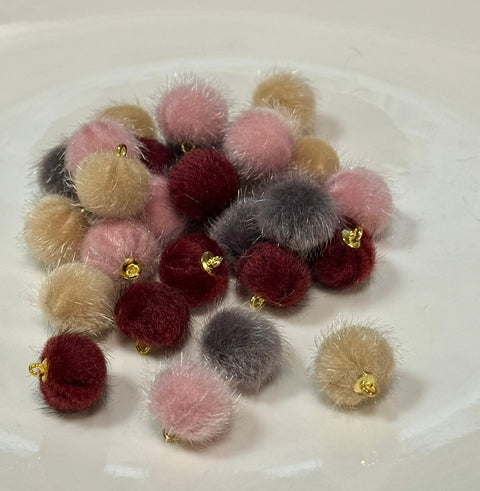 Pom Pom Pendant Charms, Fun Colorful Fluffy Detail, Ideal for Crafting Earrings, Hair Accessories & Keychains & Gift Giving Pom Pom Charm