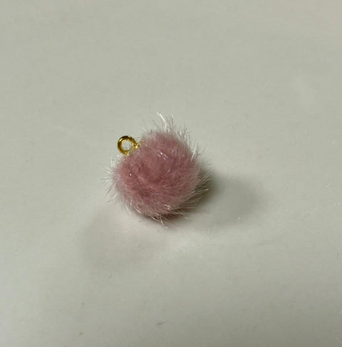 Pom Pom Pendant Charms, Fun Colorful Fluffy Detail, Ideal for Crafting Earrings, Hair Accessories & Keychains & Gift Giving Pom Pom Charm Pink