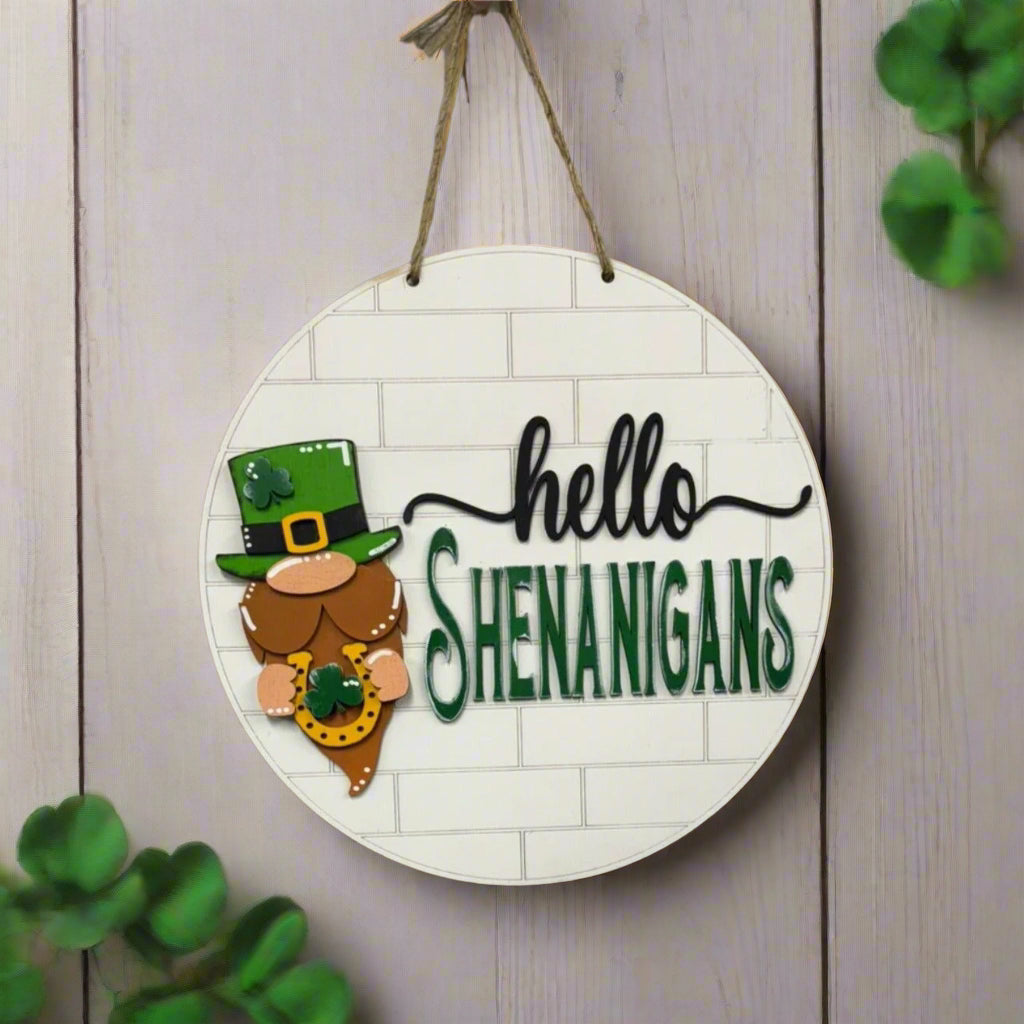 Hello Shenanigans Wall Hanger St. Patrick's Day Wall Hanger