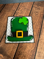 Mini St. Patrick's Day Leaning Sandwich Board Tiles St. Patrick's Day Interchangeable Hat Clover  