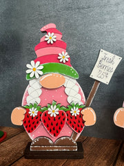 Strawberry Gnomes Summer Gnome Shelf Sitter Girl  