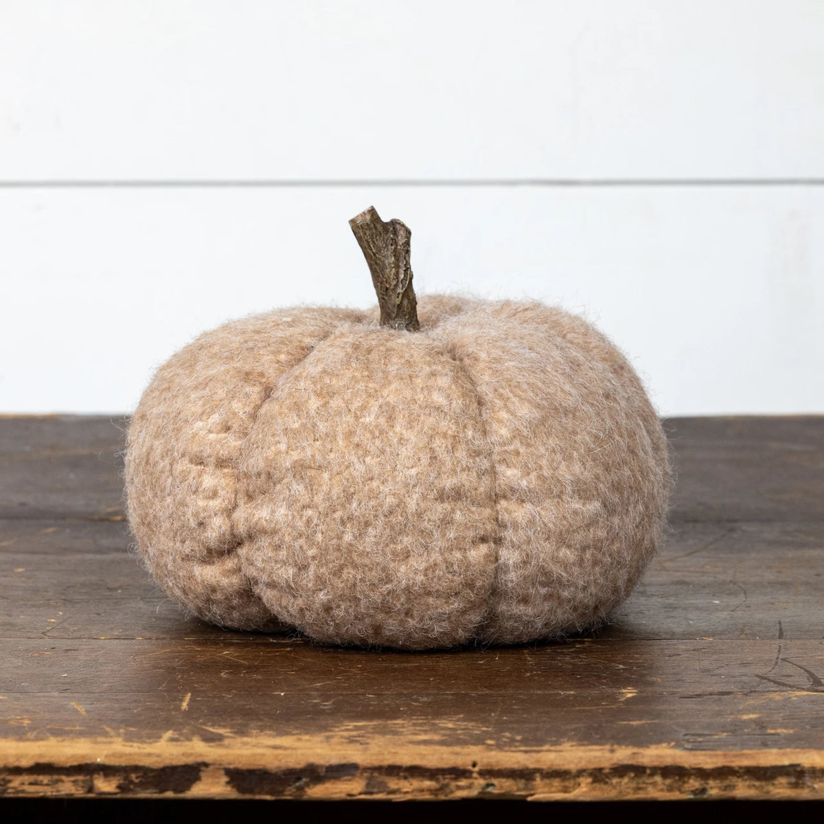 6.5" Tan Fabric Pumpkin