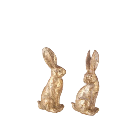 4.75" Gold Leaf Rabbit- Easter Decor, Spring Holiday Display, Cute Bunny Figurine for Home & Gift made by RAZ Shelf Sitter