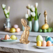 RAZ 18.25" Rabbit with Tray - Easter Decor, Spring Holiday Display, Cute Bunny Figurine for Home & Gift Shelf Sitter Forward