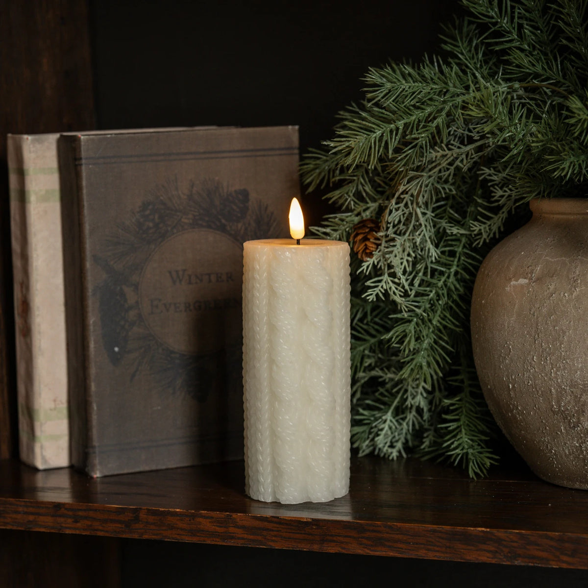 Cream Sweater 3D Flame Candle