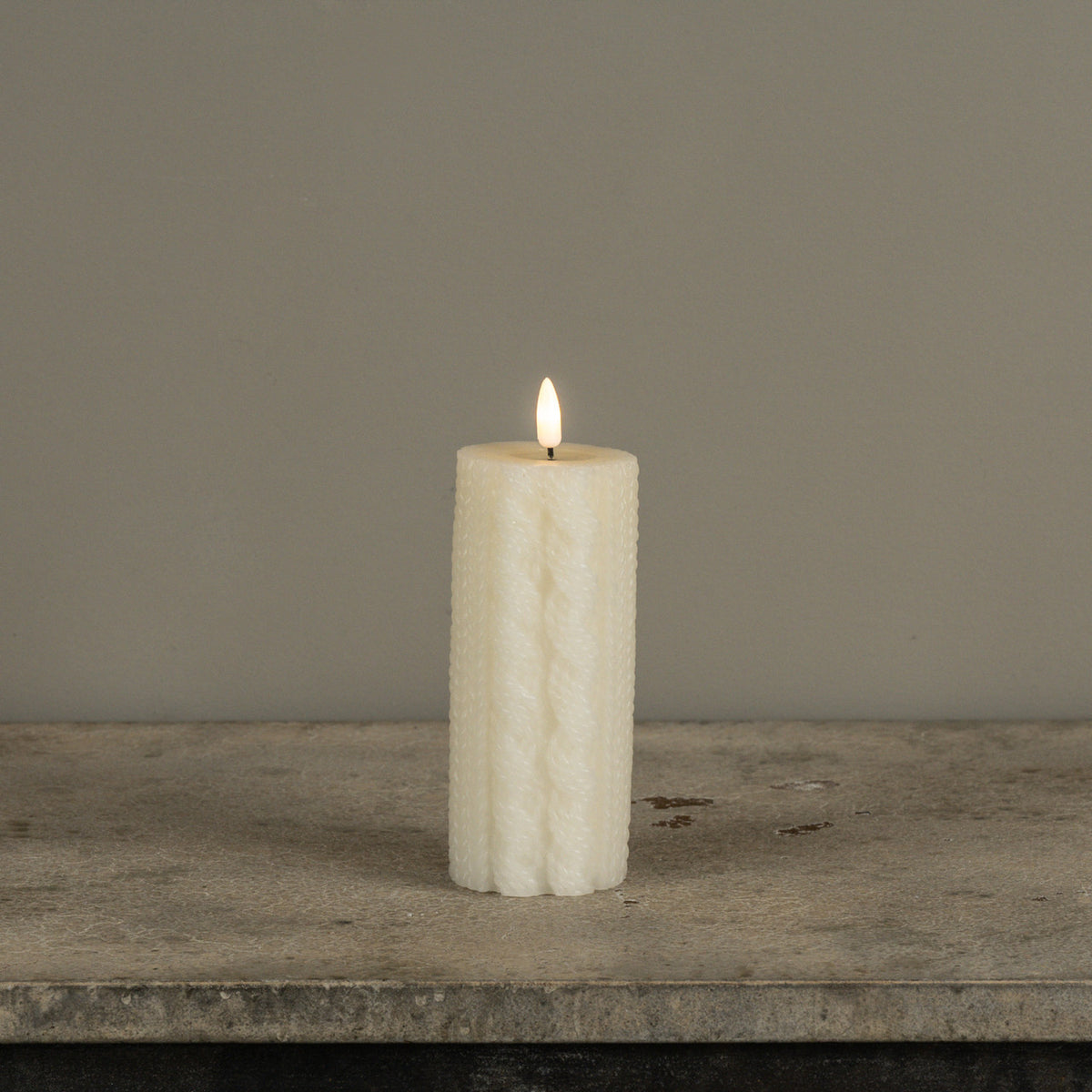 Cream Sweater 3D Flame Candle