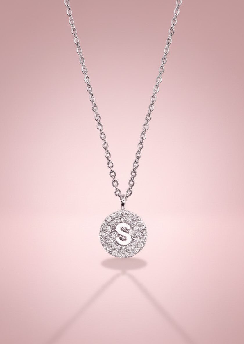 Pavé Disc Cut - Out Initial Pendant Necklaces - Nifty Decor & More