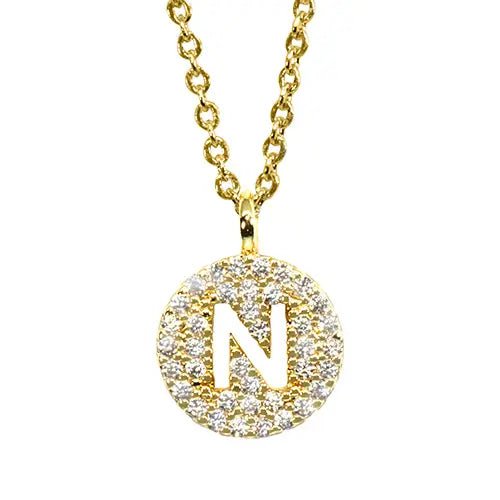 Pavé Disc Cut - Out Initial Pendant Necklaces - Nifty Decor & More
