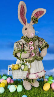 Mrs. Easter Bunny 23" Decor | Spring Home Decoration | Cute Easter Bunny Figure | Seasonal Figural Accent for Your Home Easter Shelf Sitter