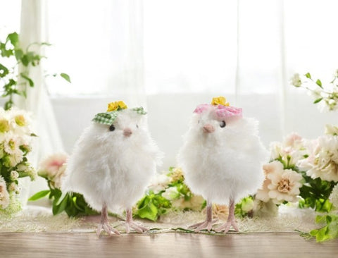 7" White Fluffy Chick Home Decor | Cute & Cozy Spring Decoration | Adorable Farmhouse Accent for Your Space Easter Shelf Sitter