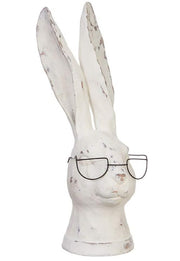 RAZ 13.75" Rabbit with Glasses | Resin Bunny Figurine | Cute Home Decor & Unique Gift Idea for Rabbit Lovers Rabbit Shelf Sitter