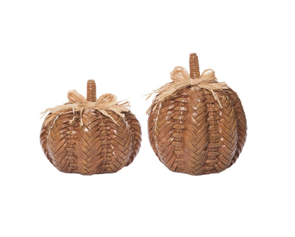 Res Rattan Style Pumpkin Decor Set 2