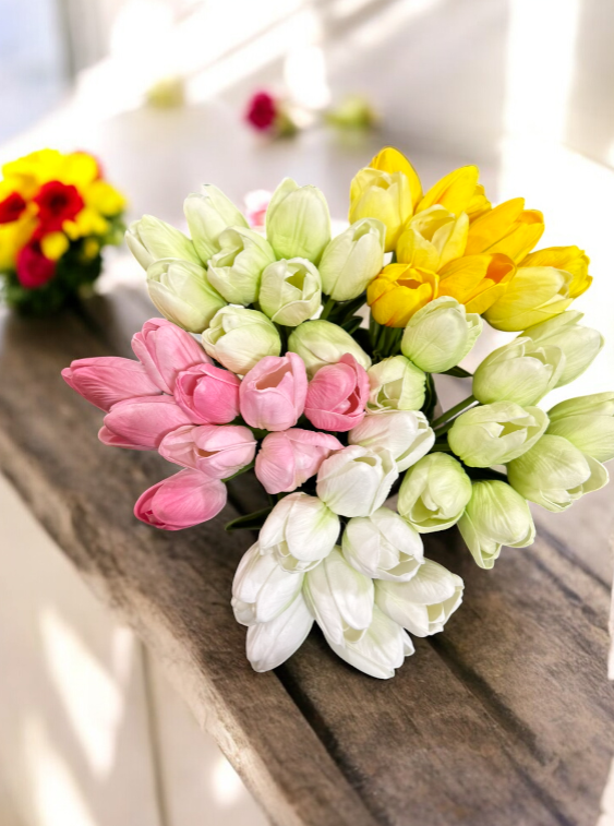 15" Real Touch Tulip Bundle | Artificial Flowers for Home Decor, Wedding Arrangements, Vibrant & Lifelike Design Faux Flowers