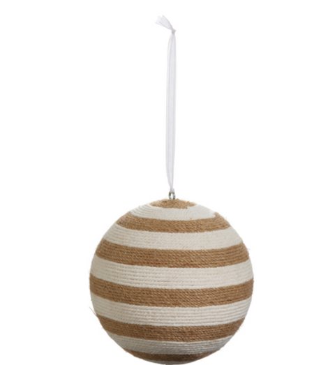 RAZ - 5.5" STRIPED JUTE BALL ORNAMENT christmas accent piece   